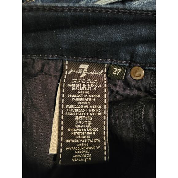 Women's 7 For All Mankind Dark High Waist Ankle Skinny Denim Jeans 27 Waist - Picture 5 of 6